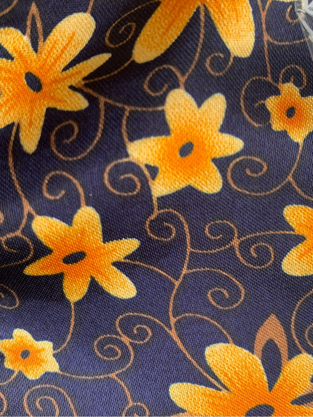 Silk Floral Navy and Yellow Women's Scarf